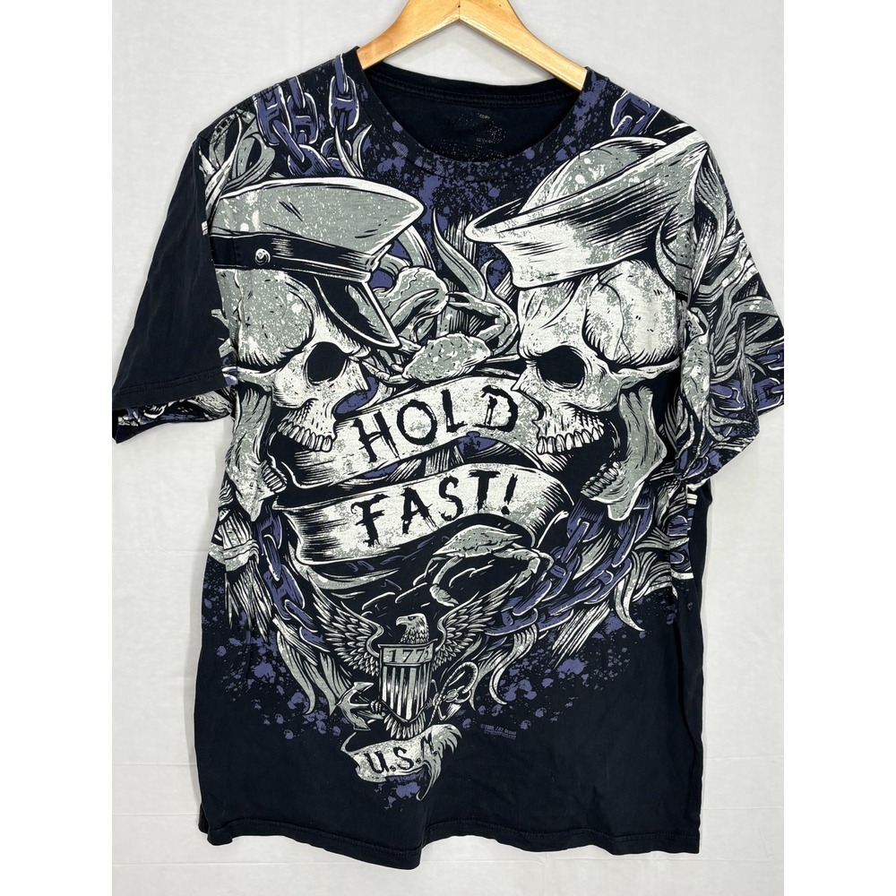 Hold Fast 7.62 Design T-Shirt Mens‎ Black America Bald Eagle 1775 Vintage